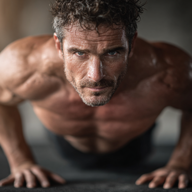 Сильний чоловік під час тренування